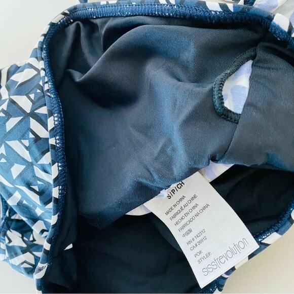 NEW SISSTREVOLUTION ANTHROPOLOGIE Black White Navy Ruffle Top High Rise Bikini S - Picture 4 of 9